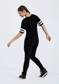 Weissman Striped Sleeve Crewneck Tee -Dance Costume Store PT10409 black MT12466 8097 67097.1678891417
