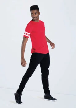 Weissman Striped Sleeve Crewneck Tee -Dance Costume Store PT10409 red AH11995 black 315 40926.1678891416