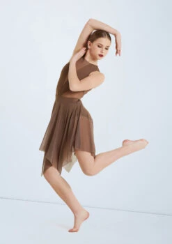Weissman Mesh Handkerchief Hem Skirt -Dance Costume Store S10165 mocha 129520 27637.1678891454