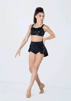 Weissman Sequin Back Panel Skirt -Dance Costume Store S12430 black 446 41044.1698840515