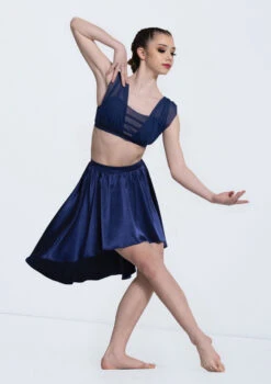 Weissman Charmeuse High-Low Skirt 5 Weissman Charmeuse High-Low Skirt -Dance Costume Store S13088 navy 3020 79470.1698718732