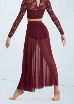 Weissman High Waist Mesh Maxi Skirt -Dance Costume Store S7823 blackcherry 112384 97220.1698840527