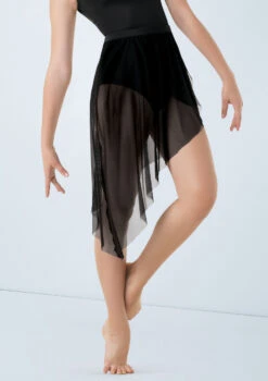 Weissman Asymmetrical Mesh Skirt -Dance Costume Store S9714 black 1773 09820.1698840527