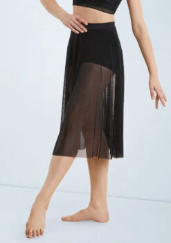 Weissman Midi Length Mesh Skirt -Dance Costume Store S9768 black 009 82621.1698840527