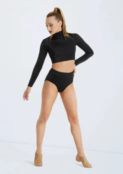 Weissman Lustre Long Sleeve Crop Top -Dance Costume Store SH11072 black SH11074 black 128952 57028.1678891504