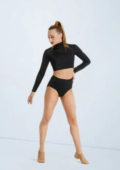 Weissman Lustre Long Sleeve Crop Top -Dance Costume Store SH11072 black SH11074 black 128952 77146.1698450578
