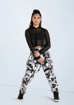 Weissman Cropped Mesh Hoodie -Dance Costume Store SM11765 black AH11515 gray 984 96176.1698840527