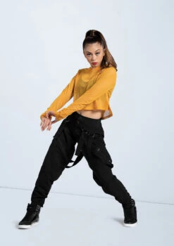 Weissman Cropped Mesh Hoodie -Dance Costume Store SM11765 saffron AH11501 7025 58579.1678891649