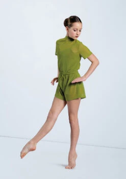 Weissman Mock Neck Power Mesh Romper 7 Weissman Mock Neck Power Mesh Romper -Dance Costume Store SM11785 moss 9260 01408.1678891650