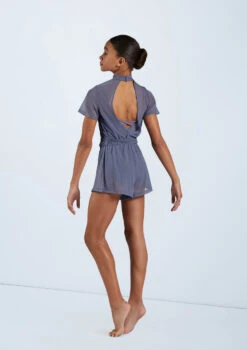 Weissman Mock Neck Power Mesh Romper 8 Weissman Mock Neck Power Mesh Romper -Dance Costume Store SM11785 slateblue 6470 17703.1678891654