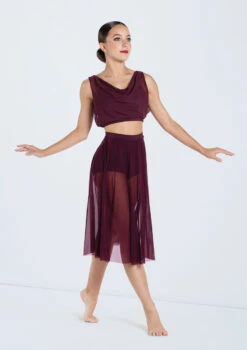 Weissman Midi Length Mesh Skirt -Dance Costume Store SM12768 S9768 raisin 466 80844.1678891495