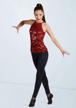 Weissman Ultra Sparkle Halter Top -Dance Costume Store SQ11671 F Red 39447.1678891695
