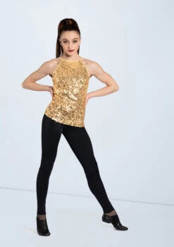 Weissman Ultra Sparkle Halter Top -Dance Costume Store SQ11671 gold MT6789 black 1967 84490.1678891695