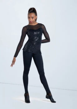 Weissman Long Sleeve Sequin Mesh Top 9 Weissman Long Sleeve Sequin Mesh Top -Dance Costume Store SQ12457 black 950 52832.1698450692