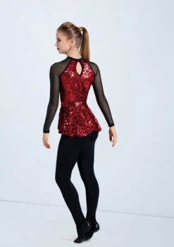 Weissman Ultra Sparkle Peplum Top 8 Weissman Ultra Sparkle Peplum Top -Dance Costume Store SQ12731 red 367 62806.1678891723
