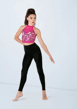 Weissman Ultra Sparkle Plunge Crop Top -Dance Costume Store SQ13201 lipstick 1936 77449.1678891740