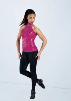 Weissman Sequin And Metallic Halter Top