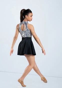 Weissman Ultra Sparkle Crop Top -Dance Costume Store SQ8078 silver S8250 black 992 51012.1678891784