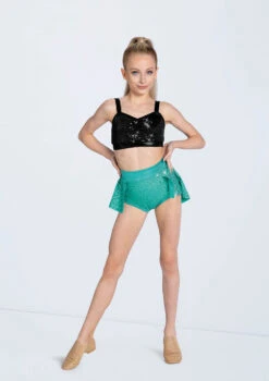 Weissman Sequin Back Panel Skirt -Dance Costume Store SQ9663 black S12430 emerald 407 78569.1692404069