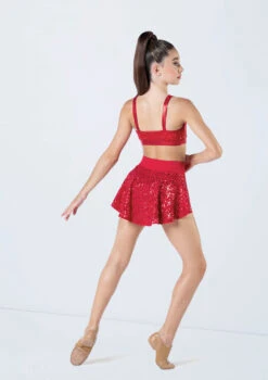 Weissman Sequin Back Panel Skirt -Dance Costume Store SQ9663 red S12430 red 368 09814.1692404069