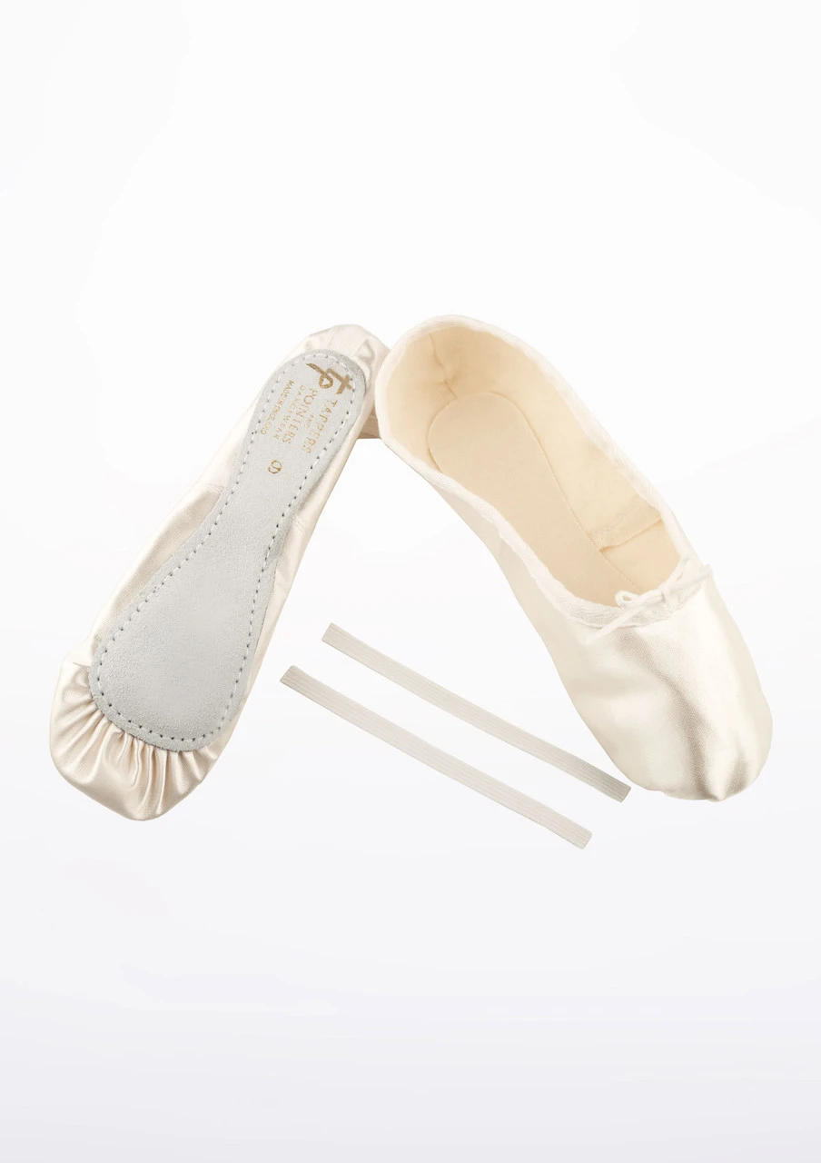 Tappers & Pointers Full Sole Satin Ballet Shoe - Ivory 2 Tappers & Pointers Full Sole Satin Ballet Shoe - Ivory - Image 2