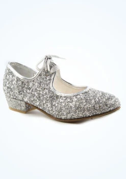 Alegra Tie Front Glitter Tap Shoe - Silver 9 Alegra Tie Front Glitter Tap Shoe - Silver -Dance Costume Store alh0021 silver main 1t 45665.1678872526