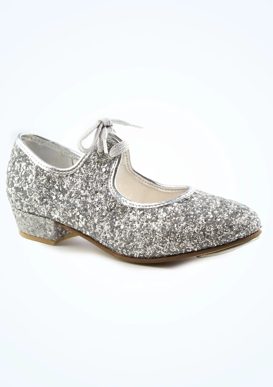Alegra Tie Front Glitter Tap Shoe - Silver 5 Alegra Tie Front Glitter Tap Shoe - Silver - Image 5
