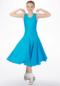 Tappers & Pointers Girl's Tank Ballroom Dress Long -Dance Costume Store ballroom3 tappers pointers girls tank ballroom dress long blue front 57885.1678886270