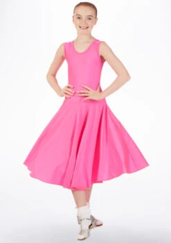 Tappers & Pointers Girl's Tank Ballroom Dress Long -Dance Costume Store ballroom3 tappers pointers girls tank ballroom dress long pink front 15217.1678886270