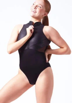 Bloch Celeste Leather Look Zip Leotard 7 Bloch Celeste Leather Look Zip Leotard -Dance Costume Store bll0555 black front t 84339.1698711684