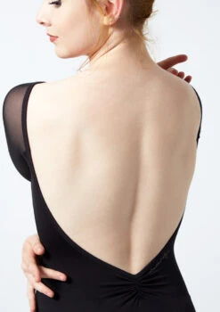 Ballet Rosa Floral Embroidery 3/4 Sleeve Mesh Leotard -Dance Costume Store br gigi ballet rosa floral embroidery 3 4 sleeve mesh leotard black back no1 83179.1678926769