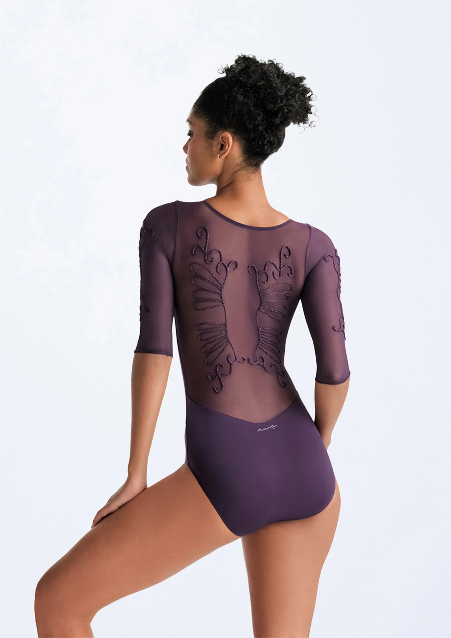 Ballet Rosa Ember Embroidered Mesh 3/4 Sleeve Leotard 3 Ballet Rosa Ember Embroidered Mesh 3/4 Sleeve Leotard - Image 3