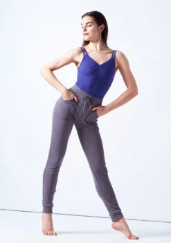 Ballet Rosa Drawstring Cuffed Pants -Dance Costume Store brlazuli grey front 2 07198.1678926826