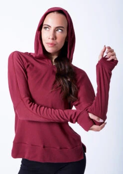 Ballet Rosa Warm Up Hoodie 12 Ballet Rosa Warm Up Hoodie -Dance Costume Store brolivine red close up front 04237.1678926912