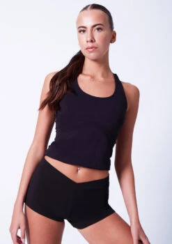 Capezio V Front Dance Boy Shorts -Dance Costume Store cacc600 black close up front 31867.1678927204