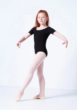 Capezio Class Kids Short Sleeve Leotard -Dance Costume Store cad400c black front 2 07329.1689290965