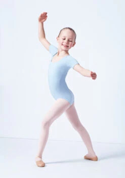Capezio Class Kids Short Sleeve Leotard -Dance Costume Store cad400c blue front 2 84164.1689290966