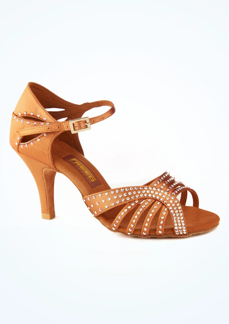 Freed Dina Swarovski Crystal Latin Shoe - 3" - Tan 4 Freed Dina Swarovski Crystal Latin Shoe - 3" - Tan - Image 4