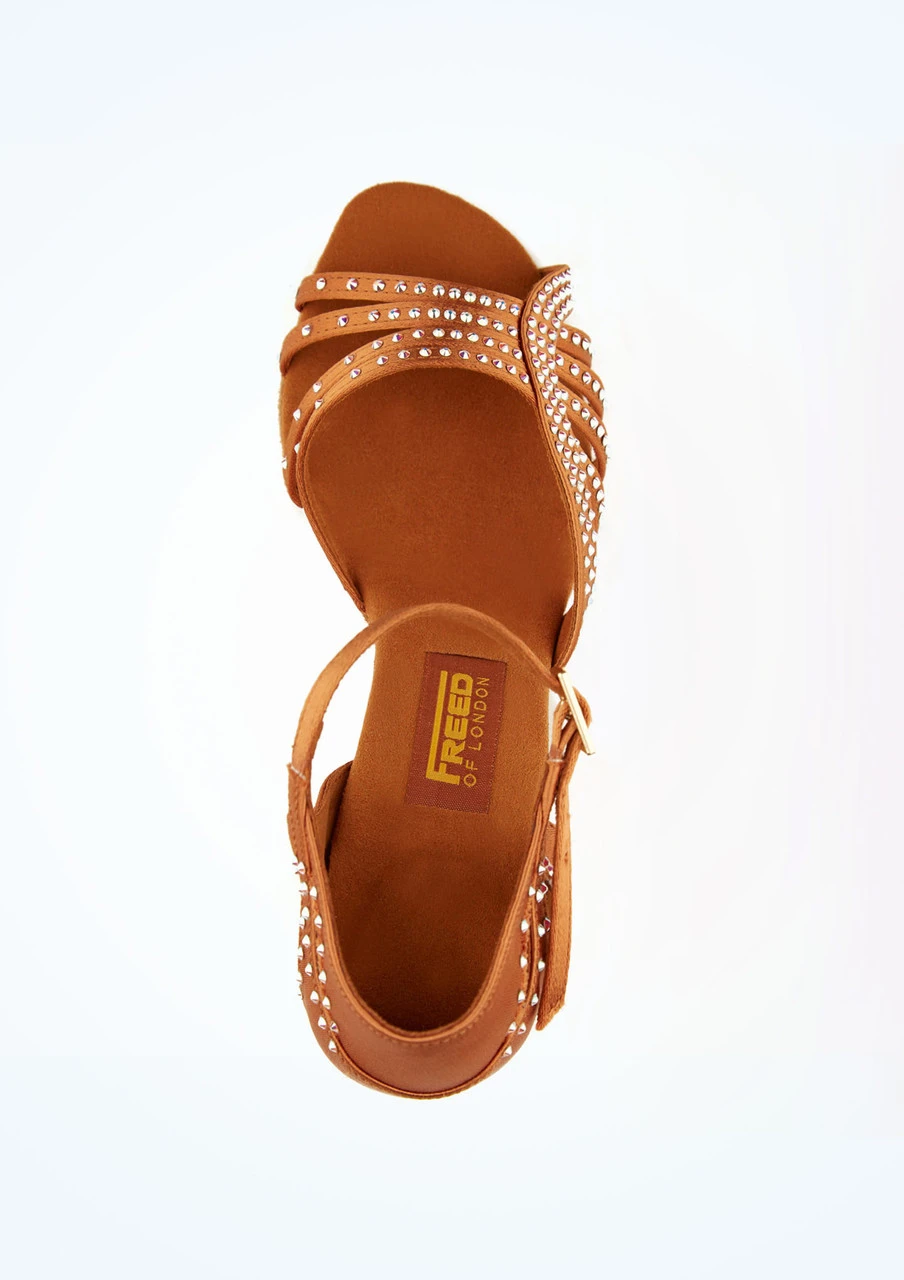 Freed Dina Swarovski Crystal Latin Shoe - 3" - Tan 2 Freed Dina Swarovski Crystal Latin Shoe - 3" - Tan - Image 2