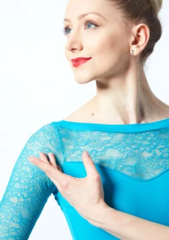 So Danca Crop Sleeve Floral Lace Leotard -Dance Costume Store e 10999 so danca crop sleeve floral lace leotard green front no1 96807.1678885640