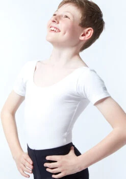 Freed RAD Mens Short Sleeve Leotard -Dance Costume Store fraaron white close up front 1 59356.1678927590