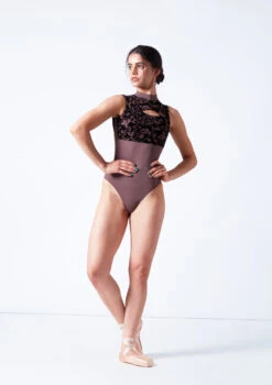 Intermezzo Bella Flocked Keyhole Leotard -Dance Costume Store it31637 coffee front 2 92030.1687562162