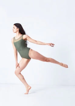 Intermezzo Bahia Sleeveless Embroidered Leotard -Dance Costume Store it31643 green front 4 23591.1687821487