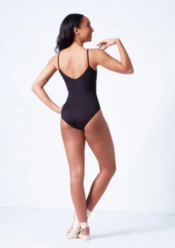 Mirella Camisole Chevron Rib Panel Leotard -Dance Costume Store mim4043lm black back 76343.1679927450