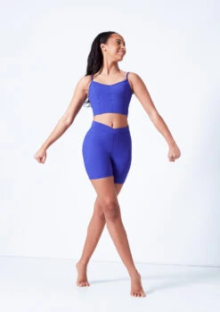Mirella V Neck Chevron Cropped Camisole Top -Dance Costume Store mim57059l blue front 2 68535.1679927468