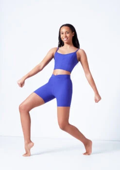Mirella V Neck Chevron Cropped Camisole Top -Dance Costume Store mim7059l blue front 1 92367.1679927468