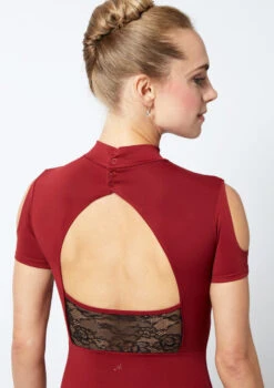 Move Dance Jura Cold Shoulder Lace Leotard 11 Move Dance Jura Cold Shoulder Lace Leotard -Dance Costume Store mo l0620 move dance jura cold shoulder lace leotard red back no2 74736.1678884143