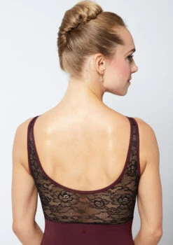 Move Dance Fara High Neck Lace Leotard -Dance Costume Store mo l0621 move dance fara high neck lace leotard purple back no2 69149.1695684851