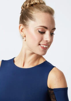 Move Dance Arabel Cold Shoulder Long Sleeve Lace Leotard -Dance Costume Store mo l0622 move dance arabel cold shoulder long sleeve lace leotard blue front no1 11999.1678884167