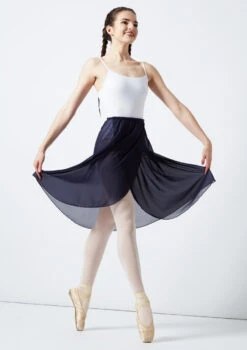 Move Dance Long Ballet Wrap Skirt -Dance Costume Store mo r0014 move long ballet wrap skirt blue front 84130.1678884599